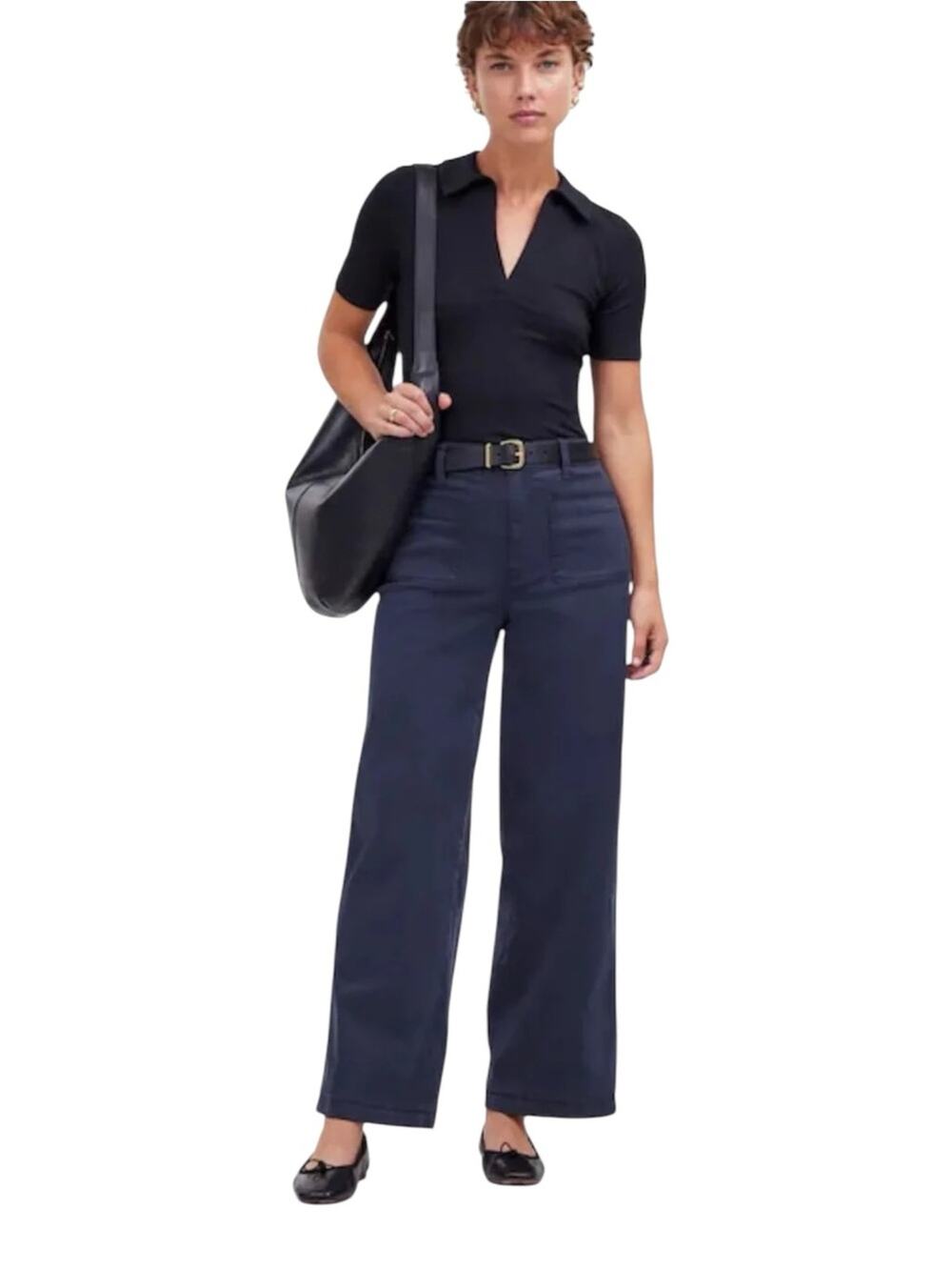 Madewell The Emmett Wide-Leg Pant Patch Pocket Edition Classic Navy Size 32